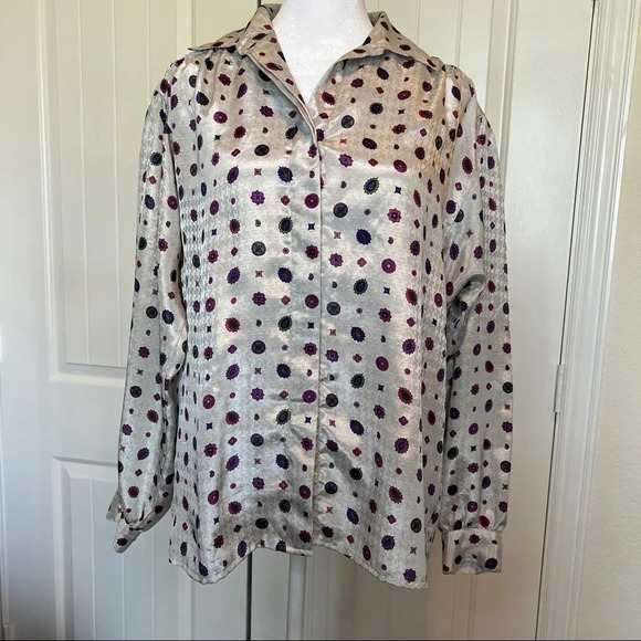 Alfred Dunner vintage button up blouse, sz 14 - Picture 7 of 8